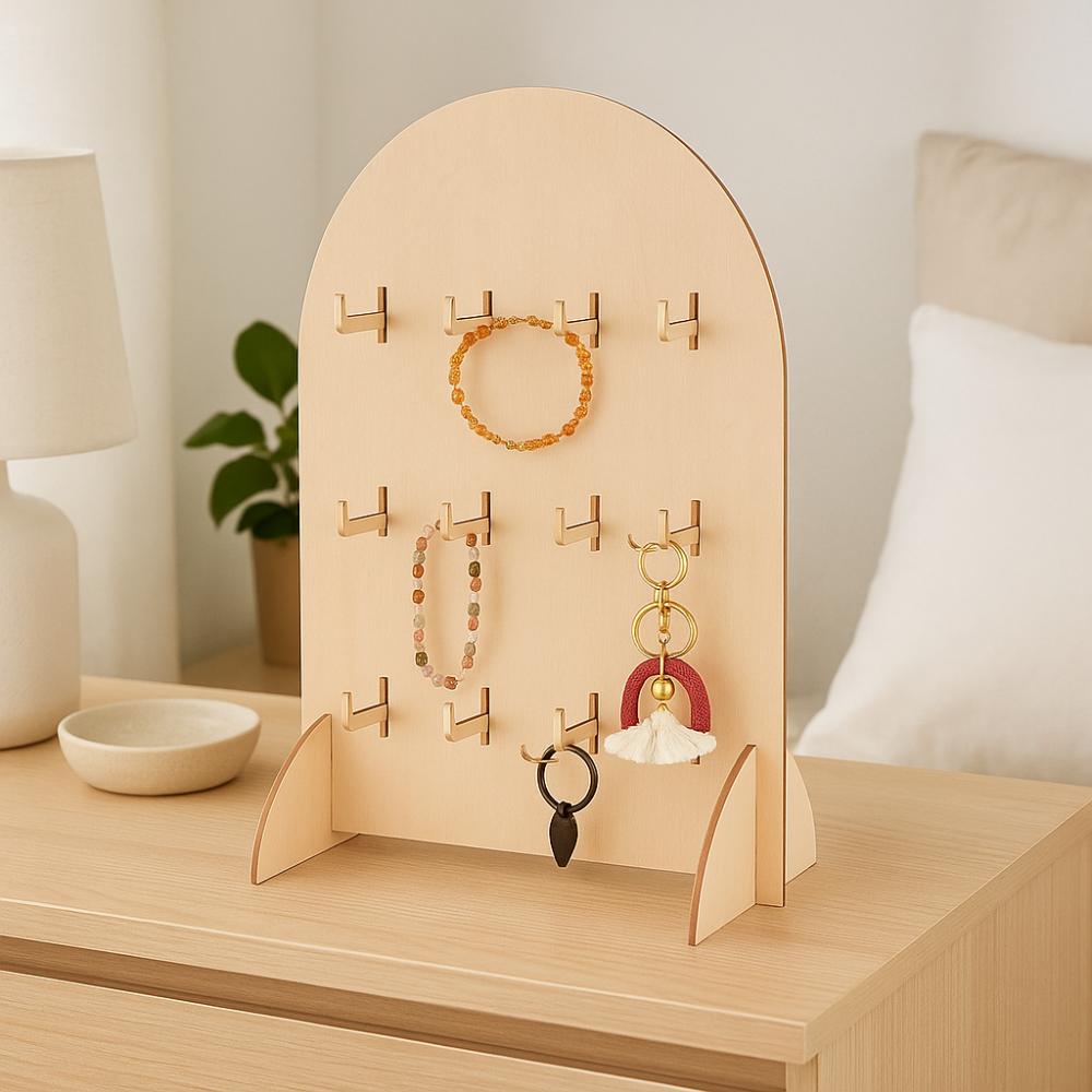 Wooden Jewelry Storage Rack Arch Ring Holder Multifunctional Earring Display Rack  Trade Show