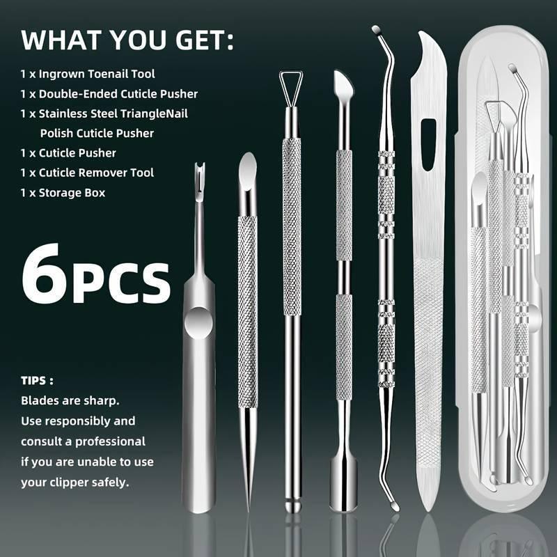 3/10Pcs Stainless Steel 7 Piece Pedicure Manicure Tool Kit Non Slip Handle Storage Case For Home Salon Nail Care