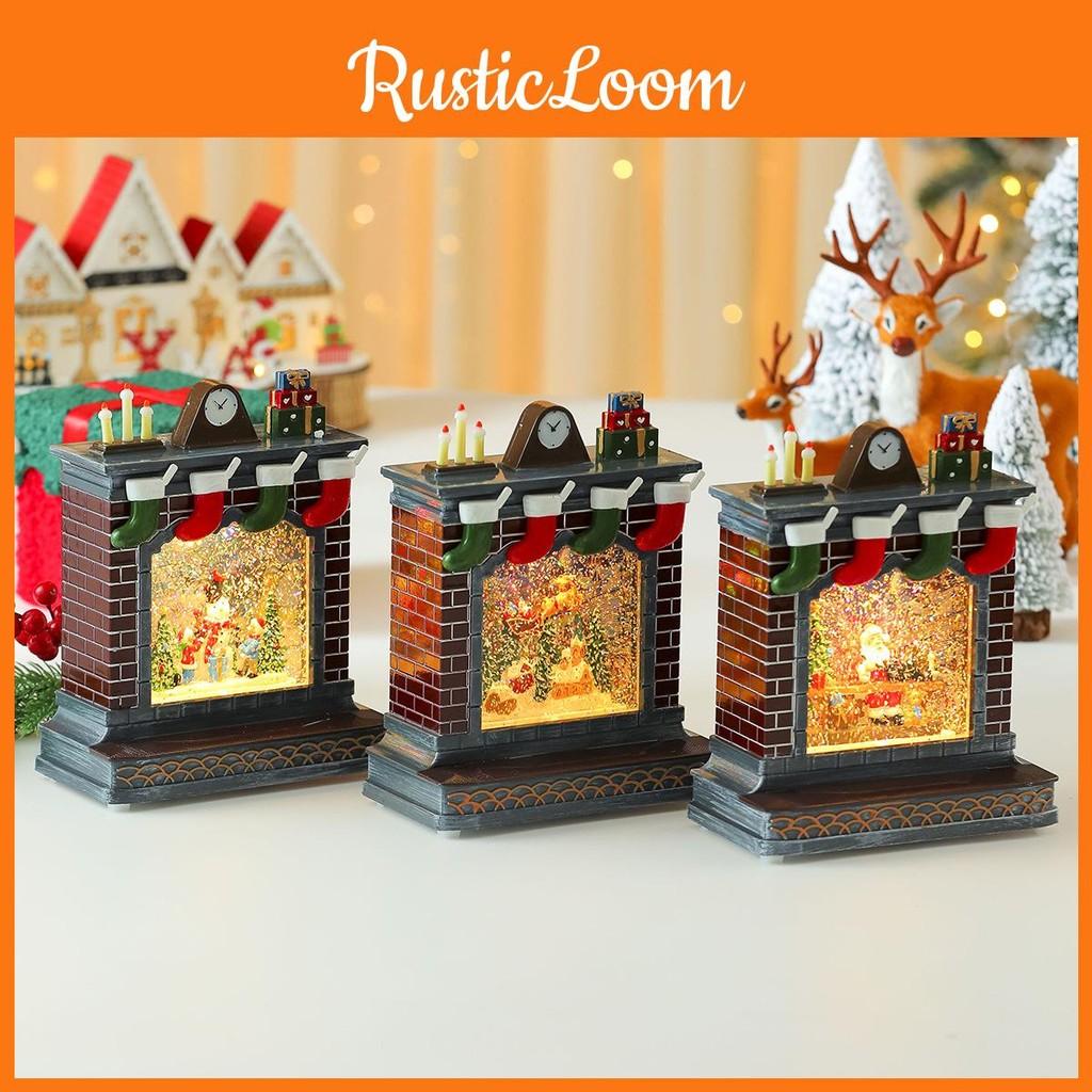 Music Ornament Fireplace Box With Snowman And Reindeer Christmas Decor Gift