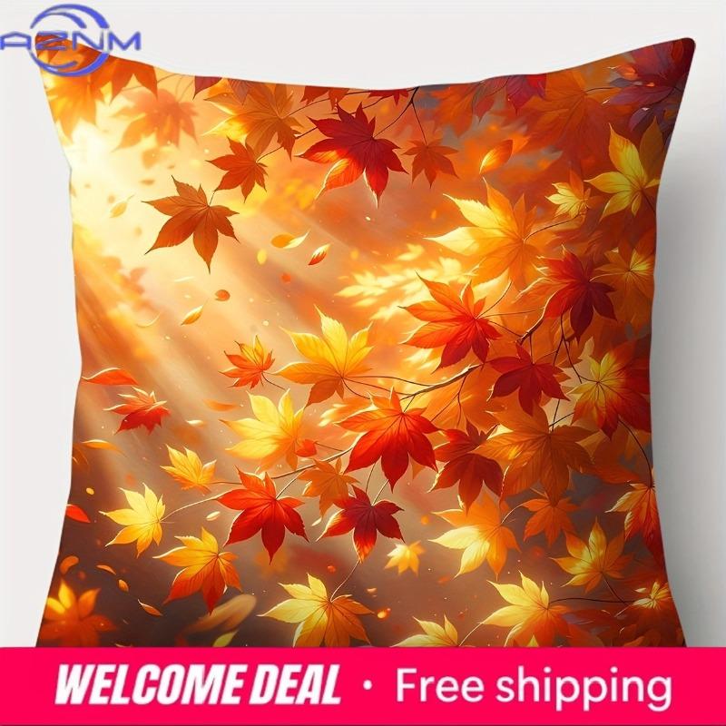 Home Decor Autumn Leaves Basket Decorative Pillow Covers Pattern Cushion Cover Suitable For Sofa Bedroom Car Pillow Cover