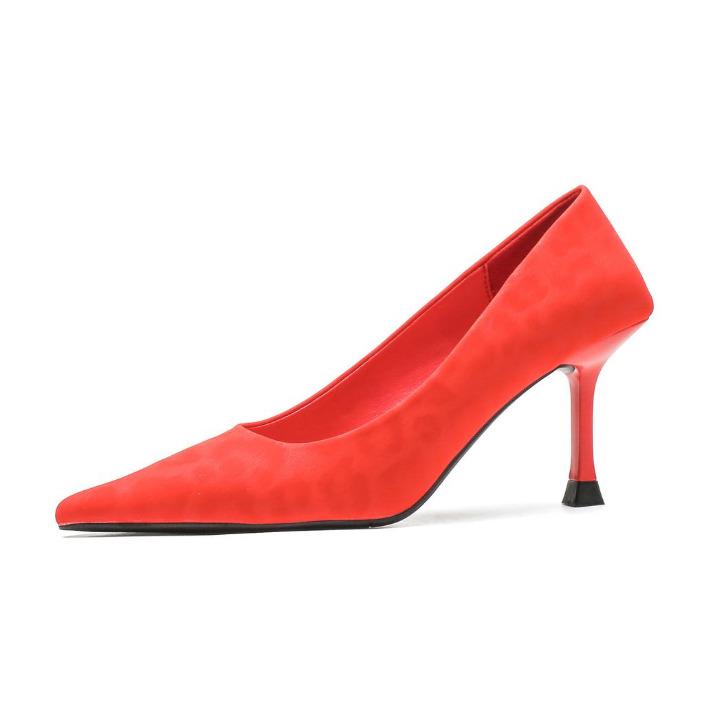 Women Shoes 2025 Spring New Pointed Toe Thin Heels Stripper Pumps Women Sexy Elegant Medium Heel Leopard High Heels