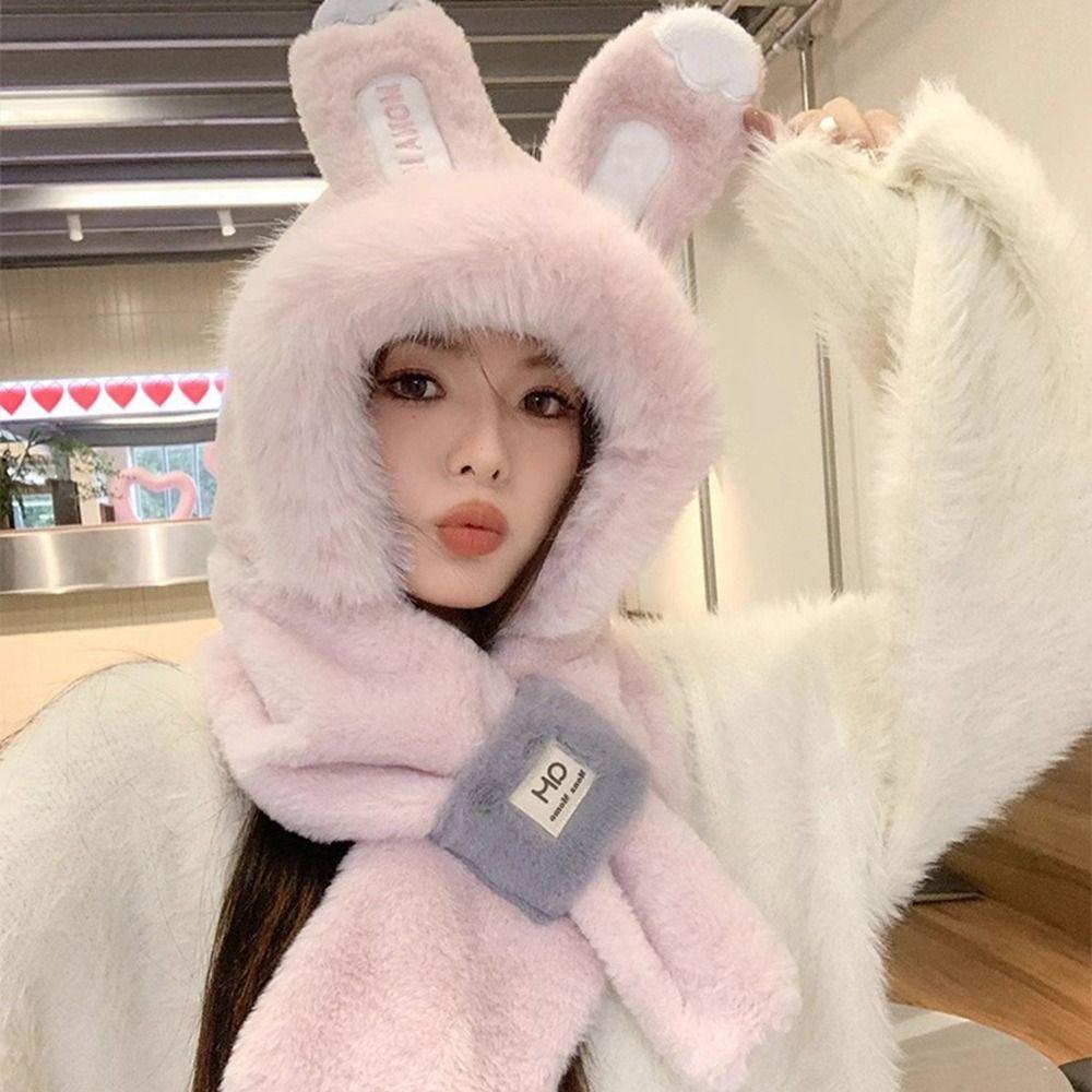 Ear Protection Winter Beanie Winter Fluffy Hat Leisure Bib Scarf Hat  Cycling