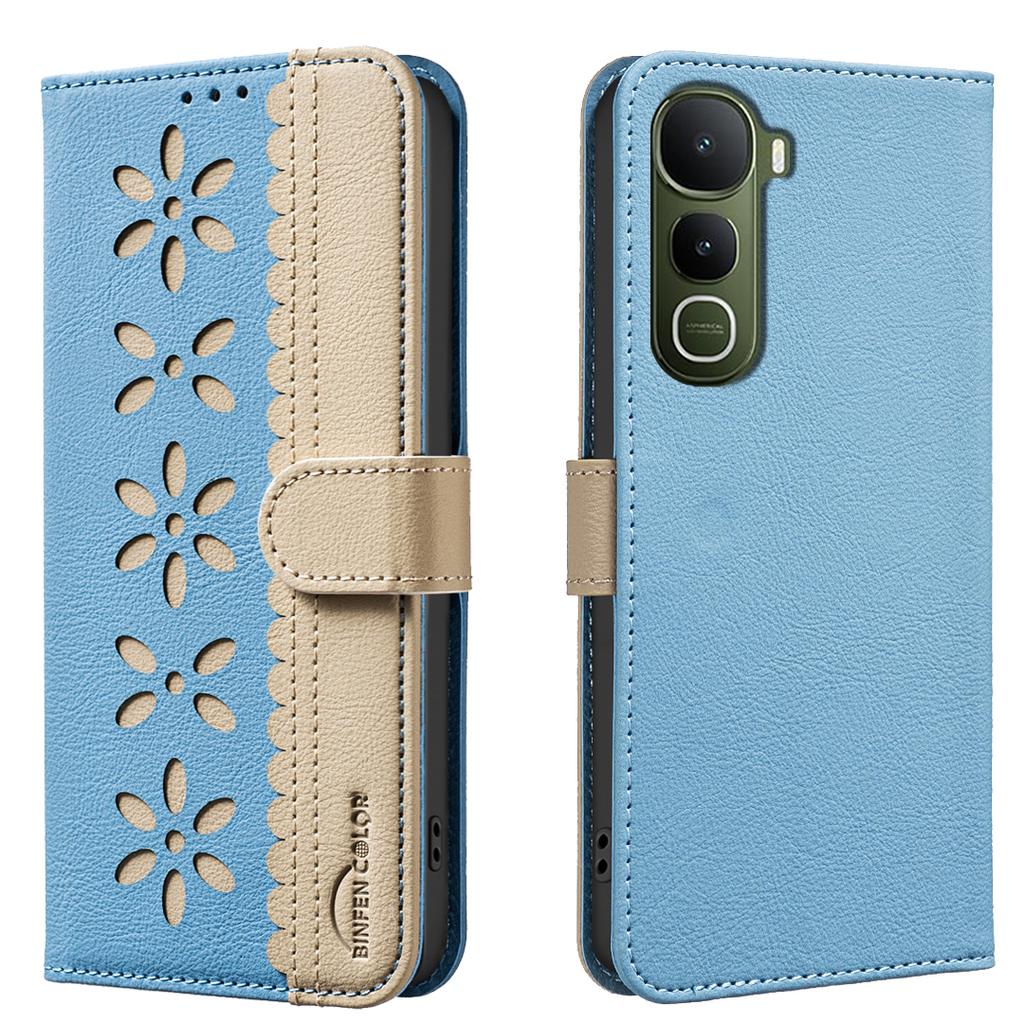 For vivo Y400 5G Leather Case BINFEN COLOR BF36 Floral Pattern Phone Cover RFID Blocking Wallet Stand