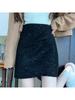 Irregular High-Waist Woolen A-Line Skirt for Plus Size Women - Autumn/Winter Hip-Hugging Short Skirt