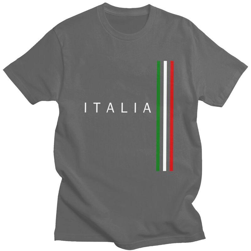 Individuelles Klassisches Italien Flagge T-Shirt Herren Kurzarm Italienisch Stolze T-Shirts Lässige Tee Tops Übergroße T-Shirts Merch