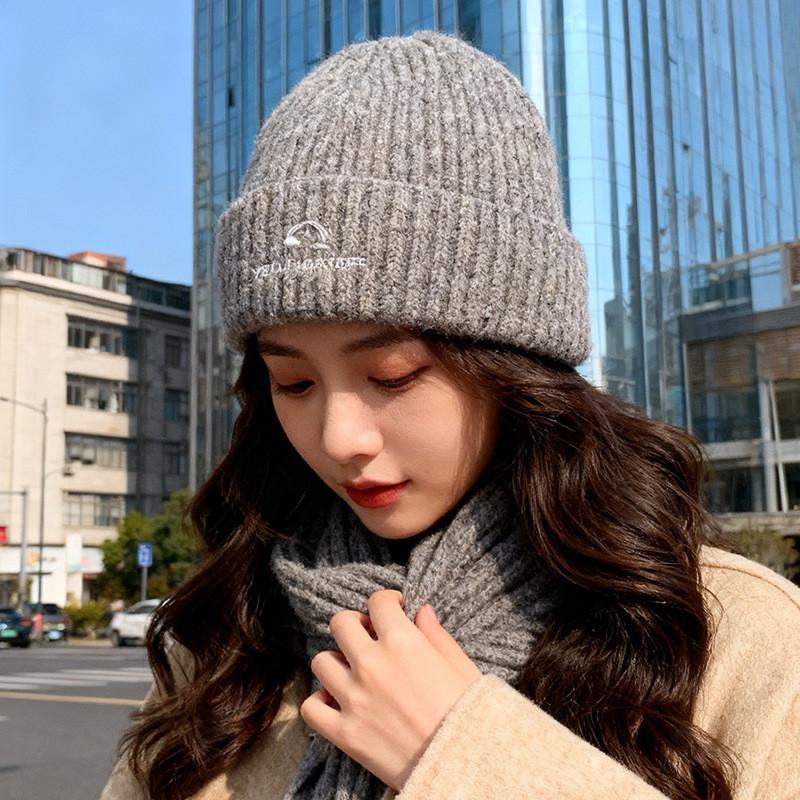 Knit Hat Women Autumn Winter Fashion Letter Embroidery Warm Beanie For Casual Wear