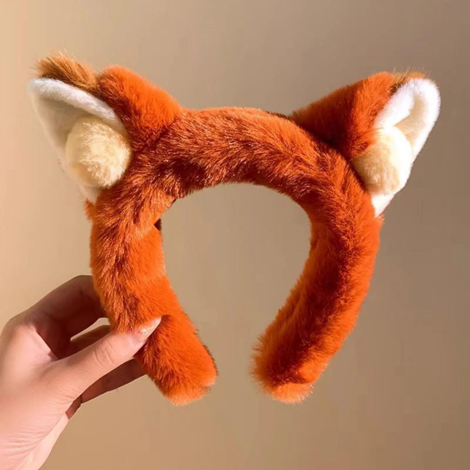 

Plush Zoo Cartoon Fox Earmuffs for Women in Autumn Winter Thickened and Plush Warm Ear Covers Cute Furry Fox Ears Hair Band