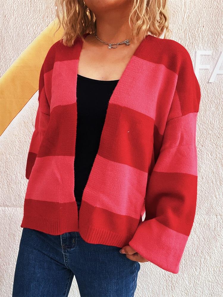 knitted vintage stripe causal loose Spring autumn woman cardigan sweater for women sweaters clothes