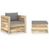 Exclusive House - 2-piece Garden Set with Cushions Green-impregnated Wood
