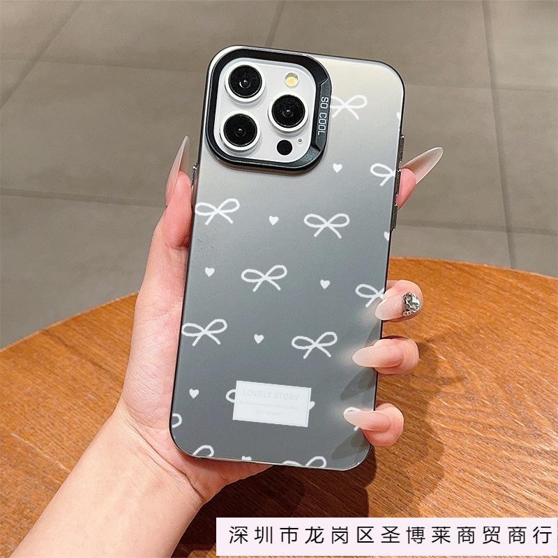 Bow and English for Apple 15promax Mobile Phone Case Iphone14/12/13/11 Pro Color Silver 16