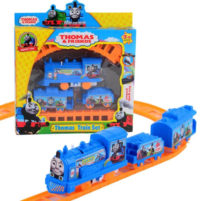 Thomas und seine Freunde elektrische Plastikbahn Kopf Kinderspielzeug mit Zwei Waggons Gleisset Weihnachtsgeschenk Spielzeug für Kinder