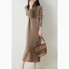 Women's Cross-Border High-Neck Pure Wool Knitted Dress: Slimming, Loose-Fit, Over-Knee, Mid-Length.
