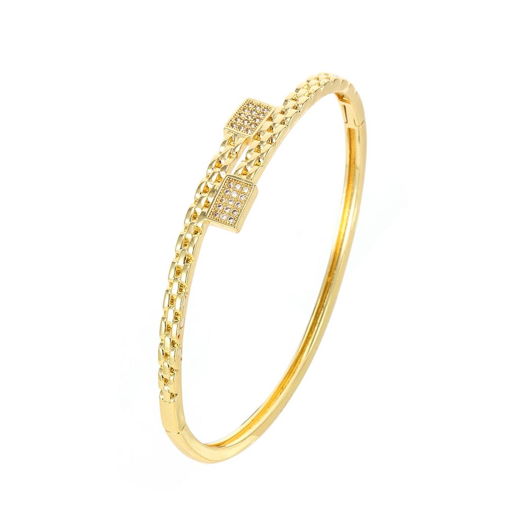 Bracelet Tendance Luxe Léger Nidin Pour Femmes Zircon Cubique Incrusté Bracelet Manchette Torsadé Bijoux de Mode Cadeau d'Anniversaire/Anniversaire