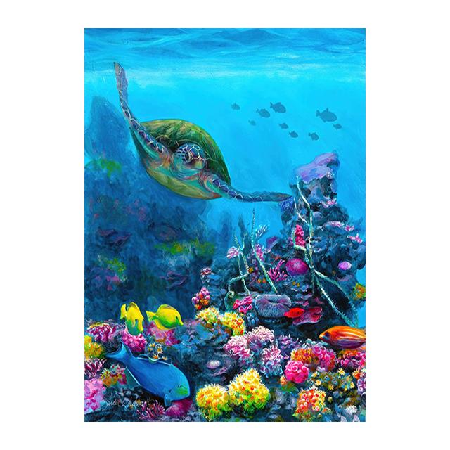 

Современная картина на холсте с изображением морской черепахи, плакаты и принты с изображением синего океана, настенные художественные картины с изображением животных для гостиной, домашнего декора, без рамки 21*30cm No Frame