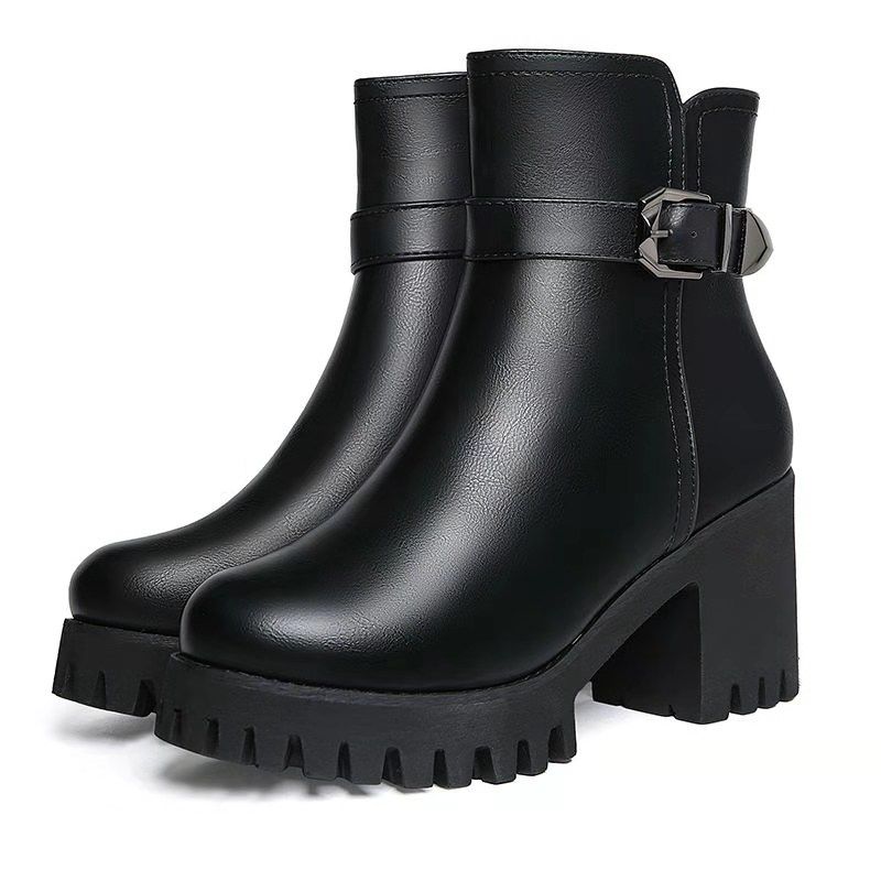 New Hot Style Fashion Women Boots Round Head Thick Bottom PU Leather Waterproof Woman Snow Boots Free Shipping