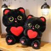 Cute Heart-hugging Black Cat Plush Toy Cartoon Cat Pillow Doll For Children Sleeping Rest Cushion