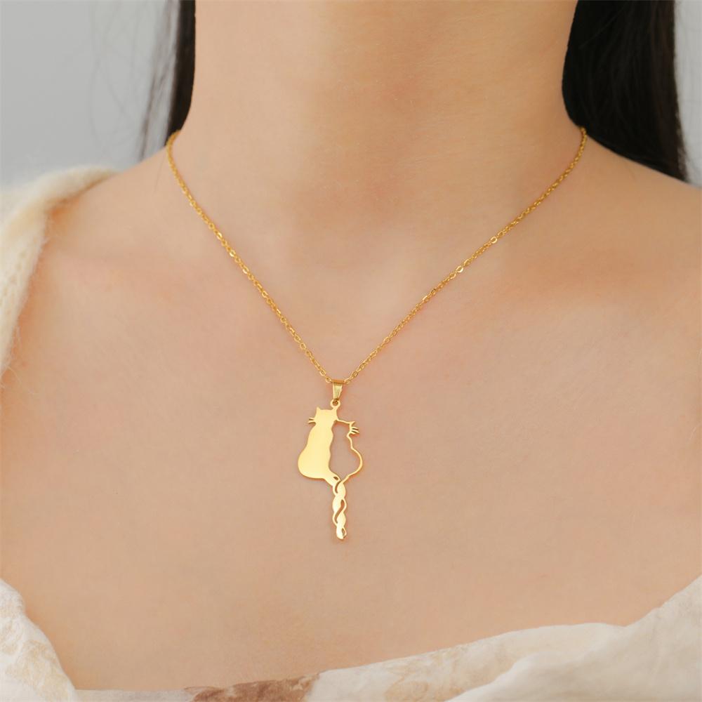 My Shape Lovely Cats Pendant Necklaces for Kids Cute Animals Kitten Charms Necklaces Stainless Steel Jewelry Valentine's Day