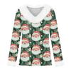 Women's Casual Long Sleeve Christmas Print Top with Plush Collar