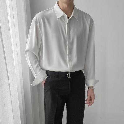 Herren Langarm Sommerhemd im koreanischen Stil - Lässig, Locker, Hochelastisch, Leicht Reifer Look