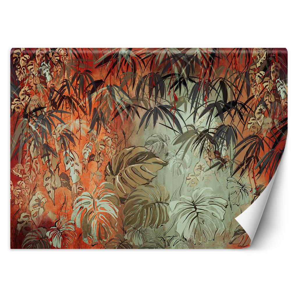 Wallpaper Painted Tropical Jungle Leaves