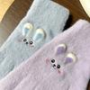 Daily Use Full Finger Embroidered Gloves Rabbit Pattern Winter Warm Gloves  Outdoor Wear