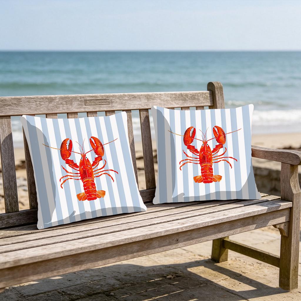 1pc Crab, Lobster, Scallop Print Polyester Pillowcase Home Decor Pillowcase Car Sofa Cushion Cover Home Decor 45x45cm