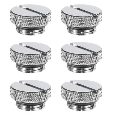 Uxcell 6pcs Water Stop Fitting G14" Thread PC Water Cooling Slot Fitting Copper Water Stop End Cap for Computer Water Cooling System Silver
