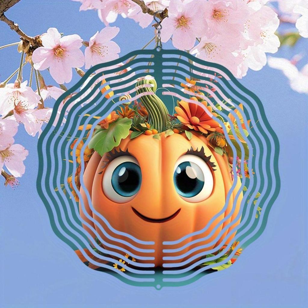 Metal Wind Chime with Pumpkin and Autumn Leaf Design No Battery Needed for Garden Courtyard Indoor Outdoor Decor Holiday Gift