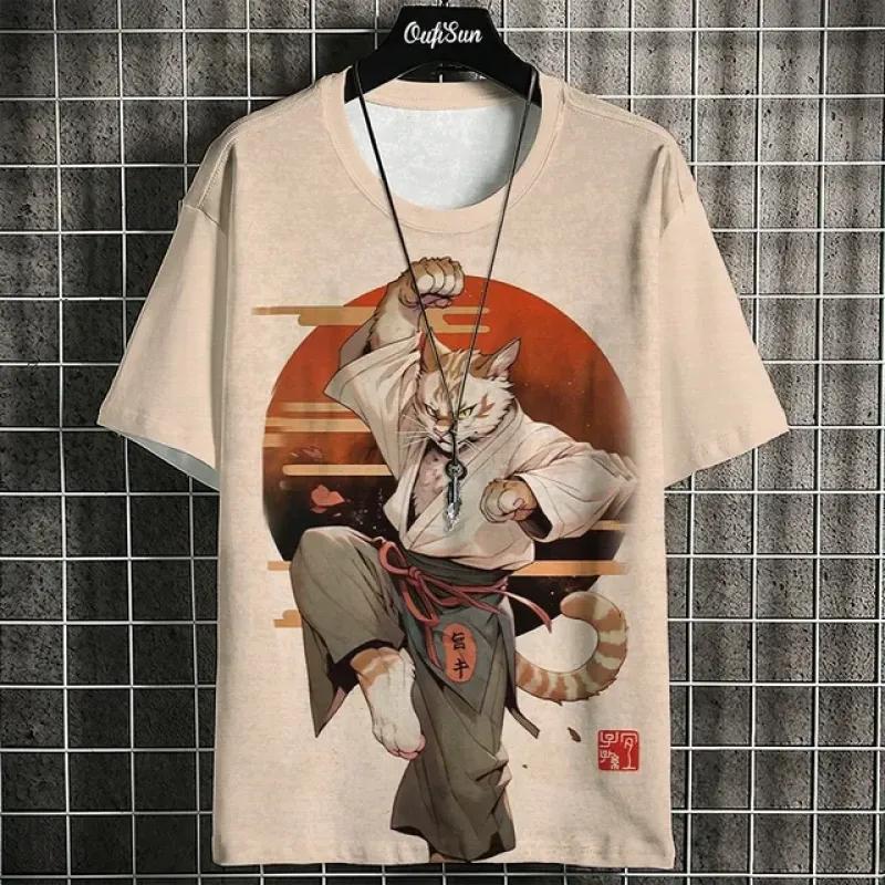 Summer Short Sleeve Harajuku Print Aniam T Shirt For Men O-Neck Oversized Pullover Fashion Streetwear Fashion Mens Clothing