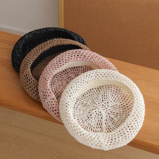 Yousheng Women Beret Hat, Hollow Design Gauze Beret Hat, Solid Color Versatile Headwear for Hiking Outings Traveling Shopping And Daily
