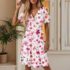 Women's Summer Fashion Floral Print Dress Casual Beach A-Line V-Neck Loose Sundress