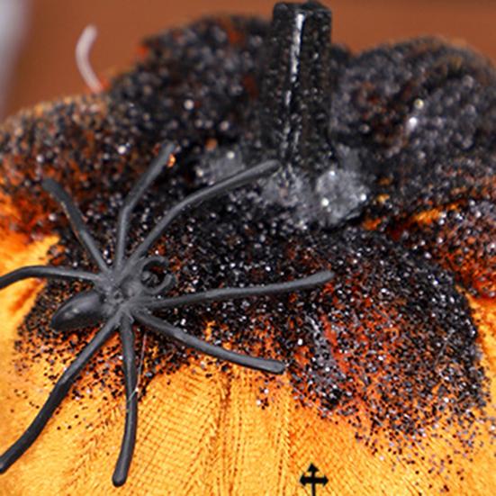 Soft Fabric Halloween Ornaments Pumpkin Spider Ornaments, Spooky Tabletop Decoration, Party Supplies Glittering for Home Retro Fall Decor Mysterious