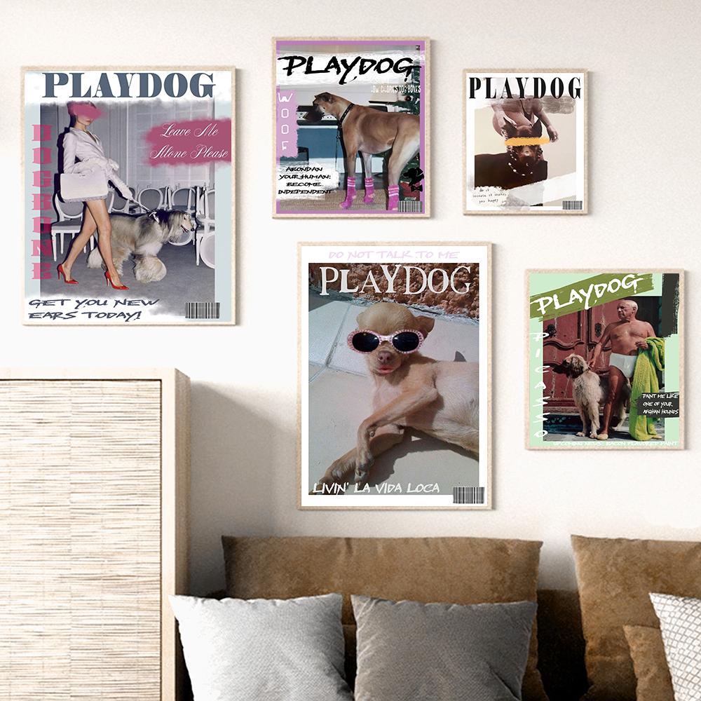 Vintage Fashion Wall Art Poster Print Playdog Retro Canvas Painting Stylish Magazine Living Room Home Decor