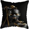 Pillowcase Bedroom Black and Gold African Woman  Living Room Pillow Decoration Cushion