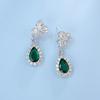 S925 Sterling Silver Cultured Emerald Water Drop Stud Earrings for Women - Light Luxury, Elegant, Versatile.