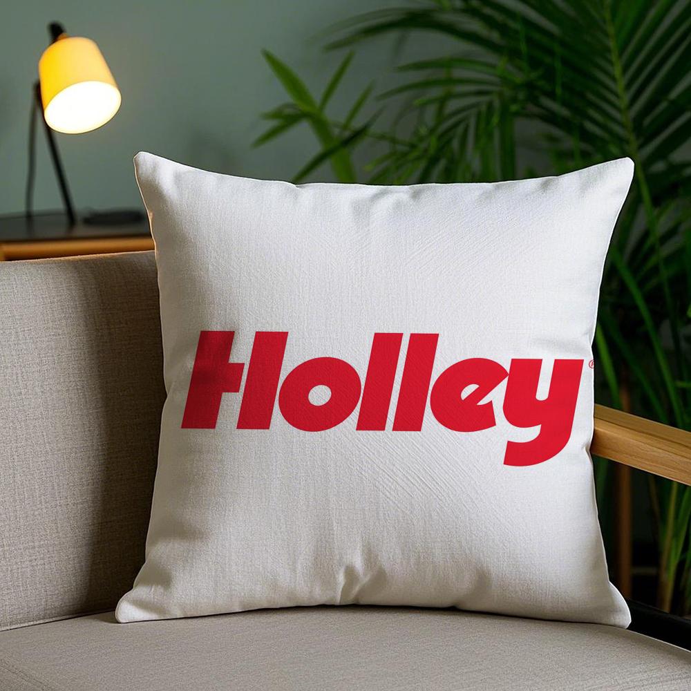 Logo H-Holley Cushion Cover Plush Fabric Soft Double-Sided Printed Invisible Zipper Sofa Pillow Case Home Decor