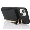 For iPhone 15 Case PU Leather+TPU Phone Cover with Ring Zipper Pocket Card Holder