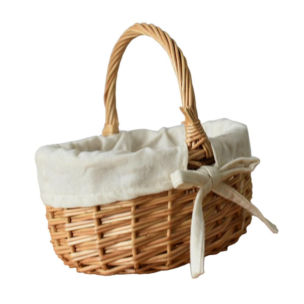 Picnic Basket Rattan Storage Serving Basket,Rustic Wicker Woven Hamper for