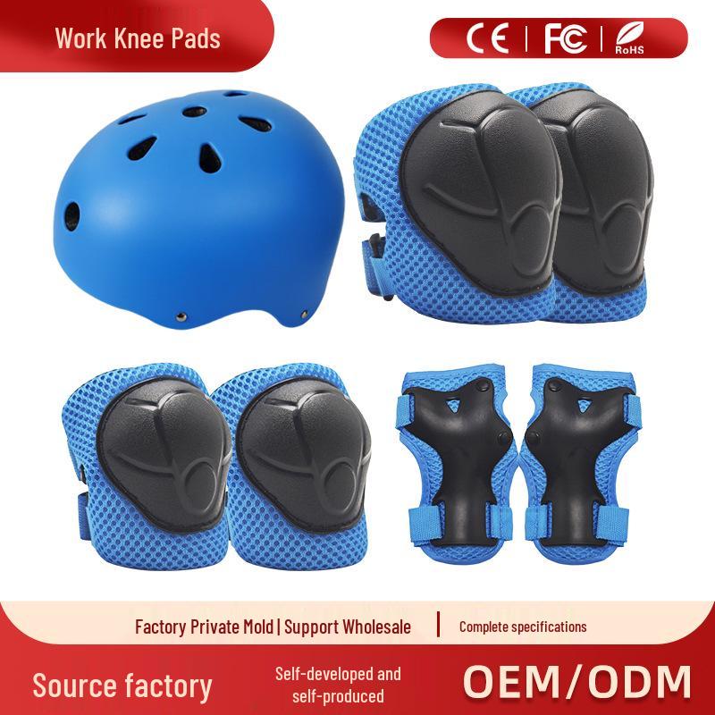 Conjunto de Equipamento de Proteção para Patins de Rodinhas Infantil de 7 Peças: Protetores de Joelho, Pulso e Capacete