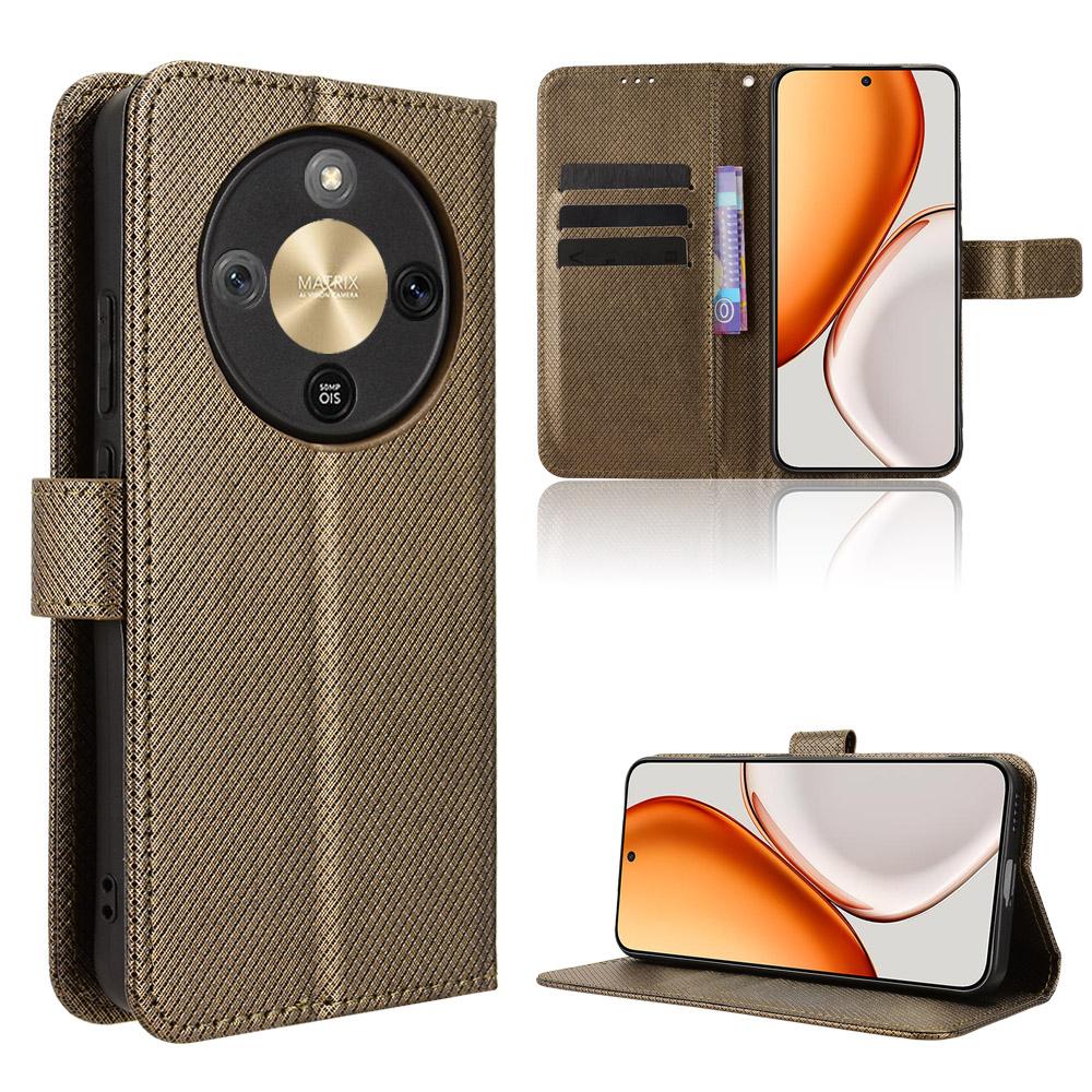 For Honor Magic8 Lite 5G/X9d 5G/X70 5G Leather Wallet Case with Strap Diamond Texture Phone Cover