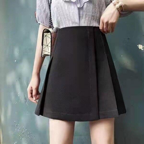 

Повседневная танцевальная мини-юбка Корейская женская одежда Милая однотонная юбка А-силуэта с высокой талией Элегантная асимметричная плиссированная юбка на молнии 24789 XL чёрный