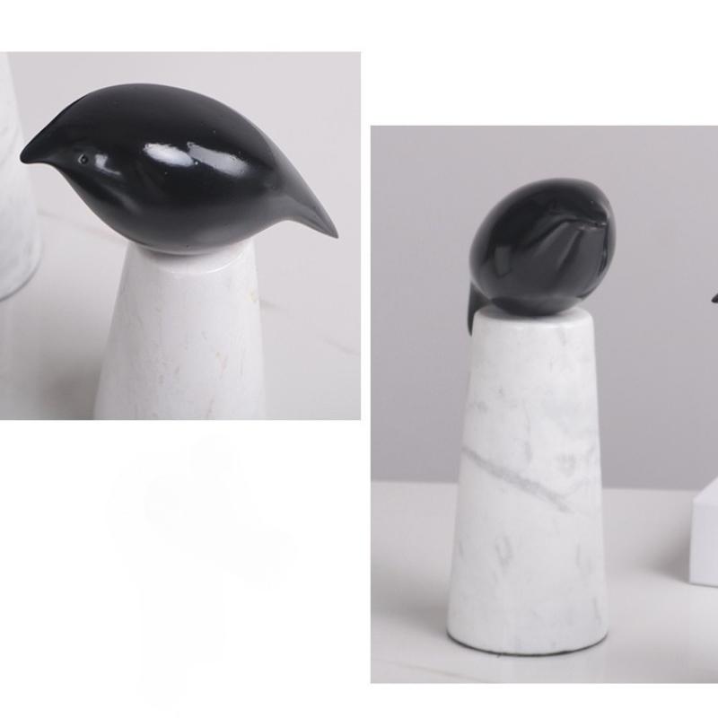 Abstract Animal Sculpture Black Bird Ornaments Marble Statue Geometric Tray Fruit Platter Swallow Home Decoration Accessories
