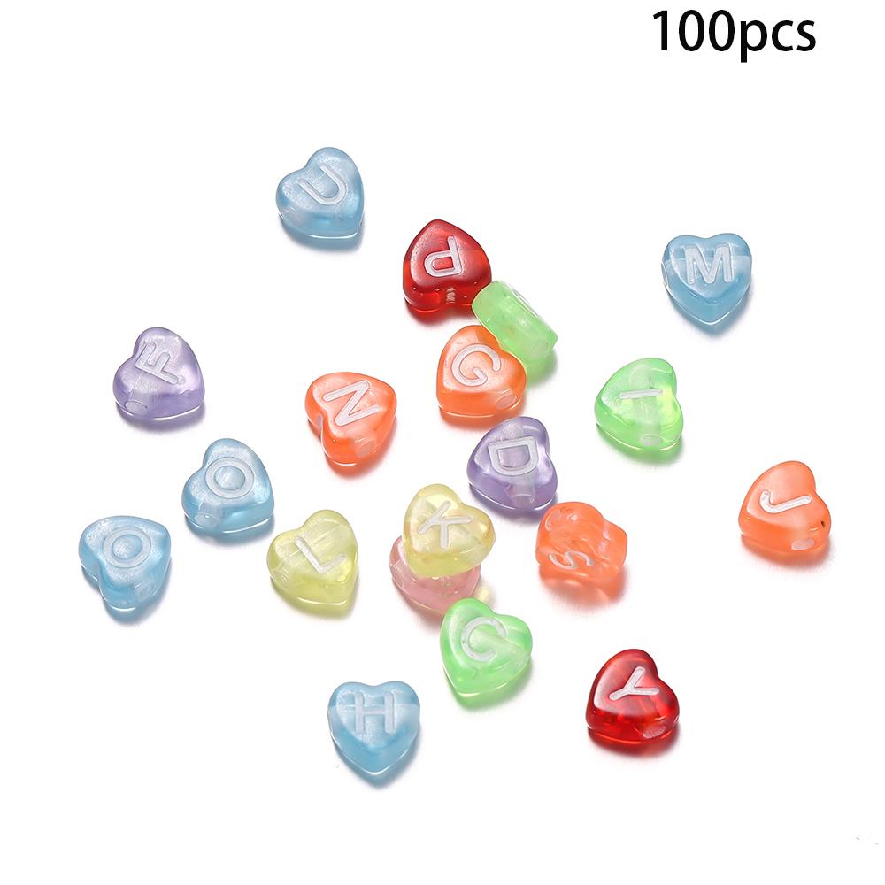 50/100Pcs/Lot Mixed Acrylic 26 Letters Loose Heart Shape Beads For DIY Jewelry Making Bracelet Necklace Keychain Accessories