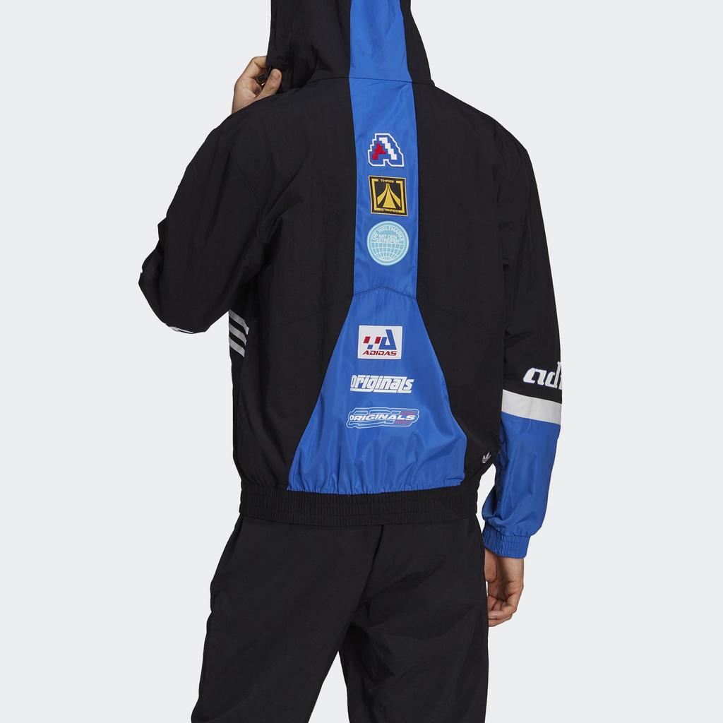 adidas Men's Originals TGP Windbreaker Moto Cross-country Jacket Black Blue HA4741