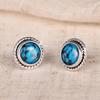 Turquoise composite earrings, Bohemian woven border round women's stone earrings, Western casual jewelry gifts