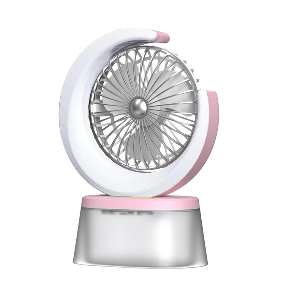 Rechargeable Desk Fan Colorful Quiet Cooling Fan USB Rechargeable Camping Fan With Flashing Light 3 Speeds Adjustable Portable