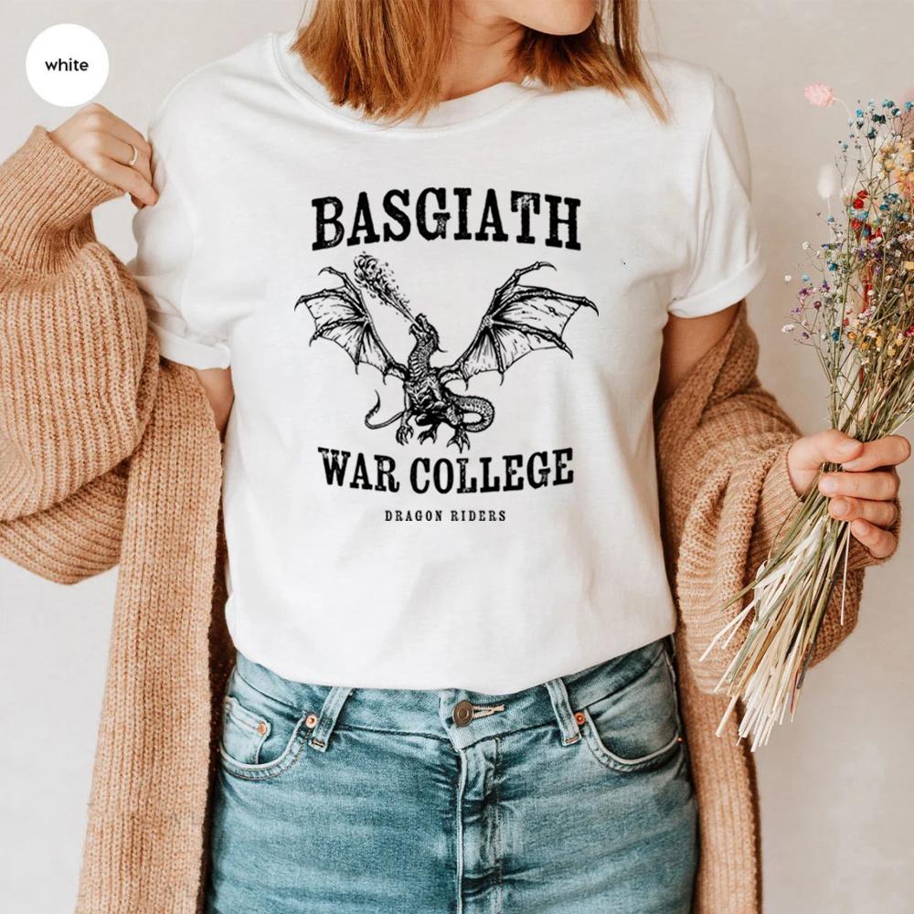 Basgiath War College Shirt Fourth Wing RoUnisextasy Fantasy YA Dark Academia Books TShirt Violet Sorrengail Xaden Riorson Tops
