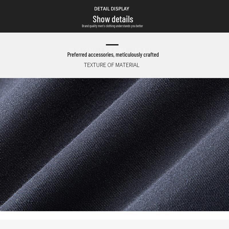 ROMON Men's Elastic Cotton Straight-Fit Business Casual Trousers