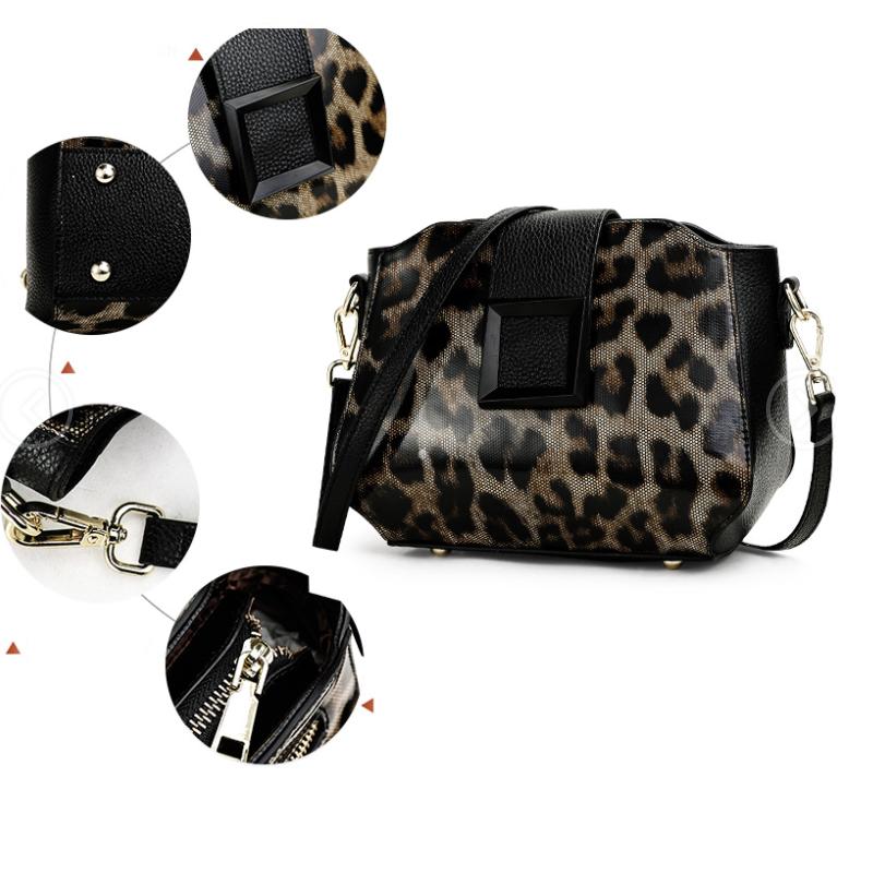 Aidrani Módní dámská taška s leopardím vzorem na jedno rameno, šikmá, kulatá mini taška z hovězí kůže