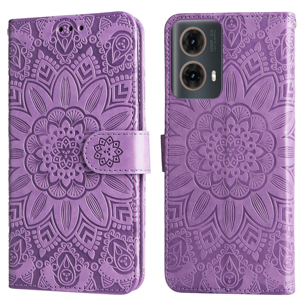 For Motorola Moto G85 5G/S50 Neo 5G Case Sunflower Imprint Leather Wallet Phone Cover